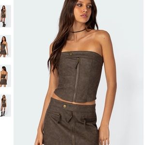 Ziva faux leather lace up corset